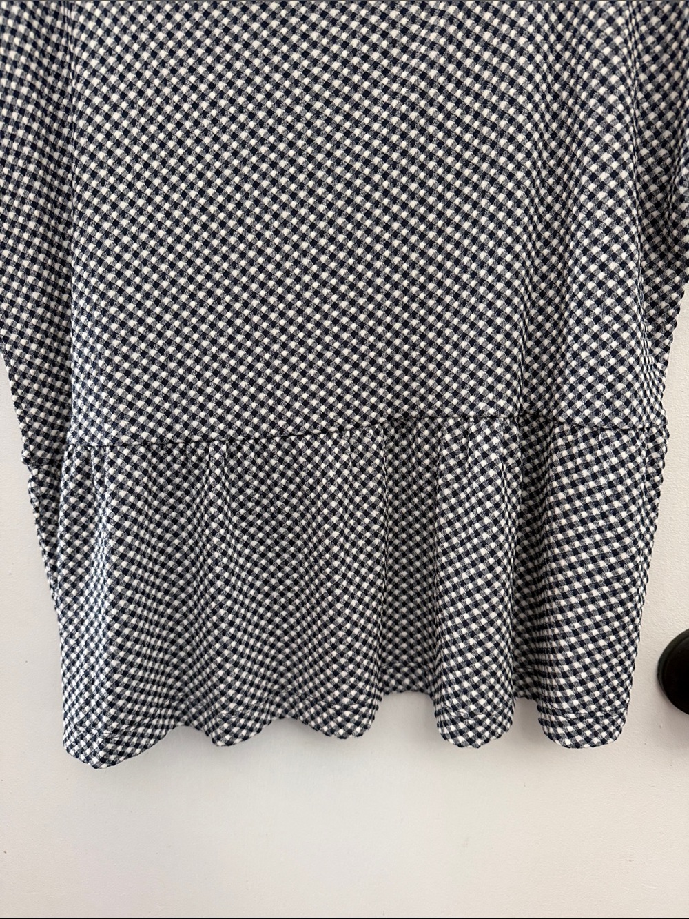 LOFT Outlet Navy and White Gingham Blouse - Picture 7 of 10